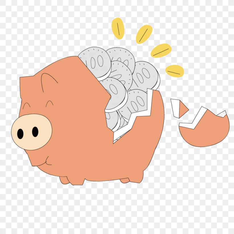 Piggy Bank Money, PNG, 1000x1000px, Pig, Art, Bank, Cartoon, Coin Download Free