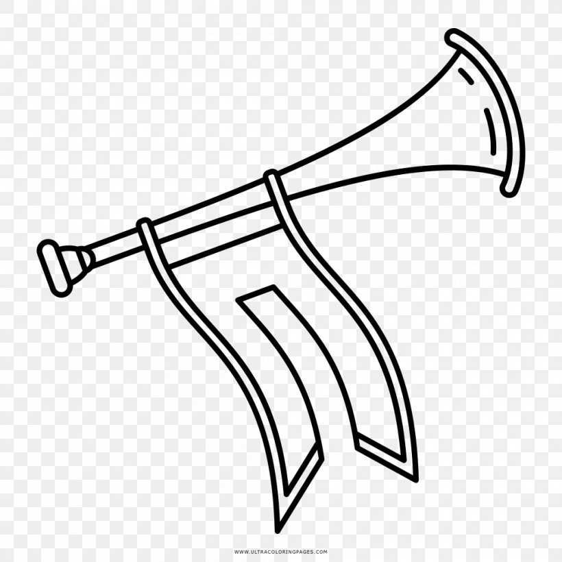 Drawing Coloring Book Trumpet Black And White, PNG, 1000x1000px, Drawing, Area, Arm, Artwork, Black Download Free
