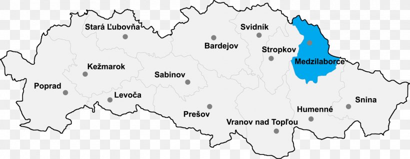Kalinov, Medzilaborce District Map Eastern Slovakia District Of Slovakia Banská Bystrica Region, PNG, 1920x748px, Map, Area, Black And White, Border, Eastern Slovakia Download Free