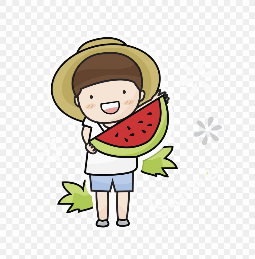 Watermelon Illustration, PNG, 1855x1883px, Watermelon, Art, Boy, Cartoon, Child Download Free