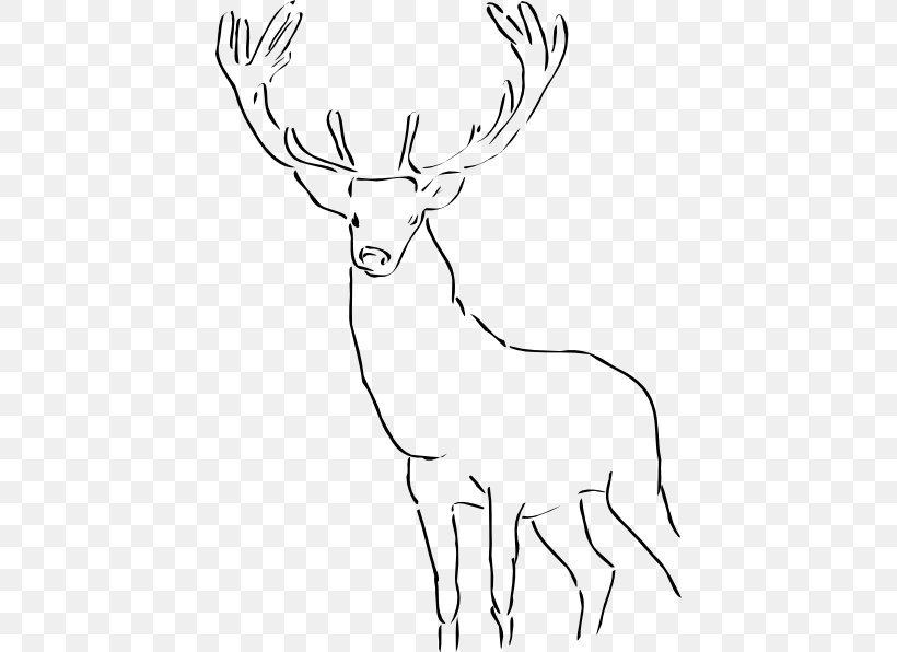 Deer Drawing Clip Art, PNG, 426x596px, Deer, Antler, Art, Black And White, Cattle Like Mammal Download Free
