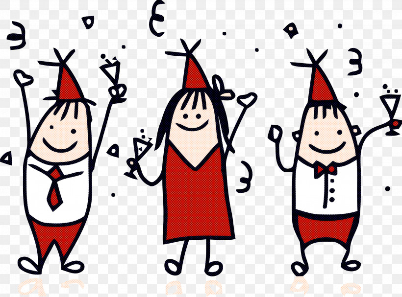 New Year Party Party Time, PNG, 3422x2535px, New Year Party, Cartoon, Christmas, Christmas Eve, Finger Download Free