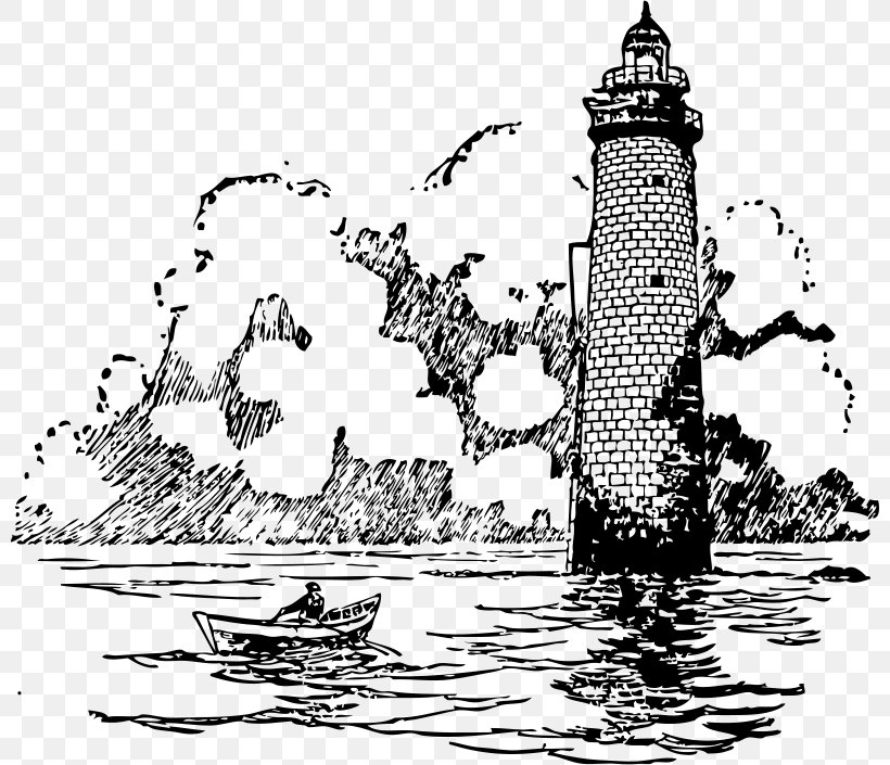 Lighthouse Drawing Line Art Clip Art, PNG, 800x705px, Lighthouse, Art, Black And White, Cartoon, Drawing Download Free