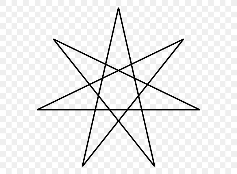 Heptagram Symbol Star Polygons In Art And Culture Five-pointed Star, PNG, 600x600px, Heptagram, Area, Black And White, Fivepointed Star, Geometry Download Free