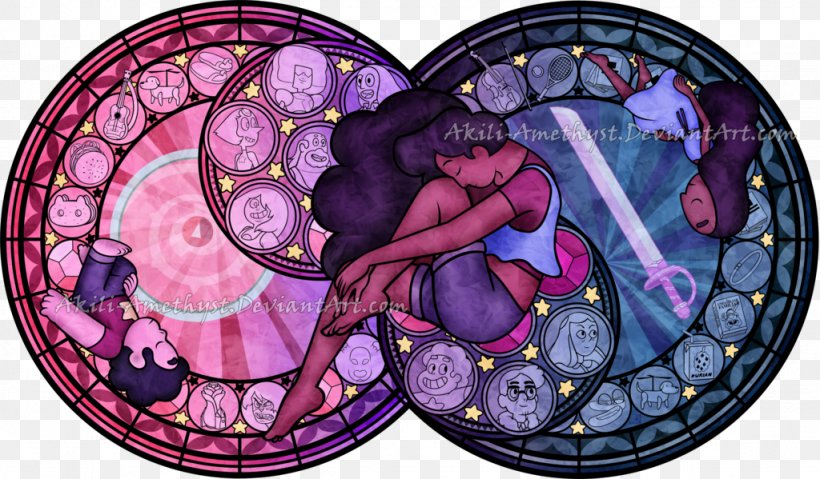 Stained Glass Stevonnie Steven Universe, PNG, 1024x599px, Watercolor, Cartoon, Flower, Frame, Heart Download Free