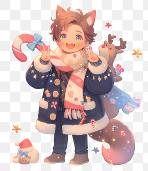 Christmas Boy - Cute Kawaii Winter Boy PNG
