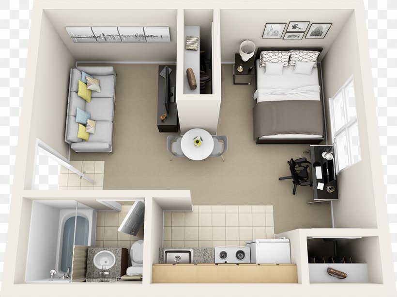 Studio Apartment House Bedroom Floor Plan, PNG, 1000x747px, Studio Apartment, Apartment, Bed, Bedroom, Floor Plan Download Free
