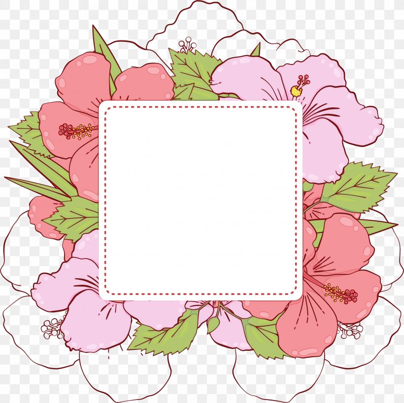 Watercolor Flowers Frame, PNG, 2432x2429px, Watercolor, Cut Flowers, Floral Design, Flower, Flowering Plant Download Free