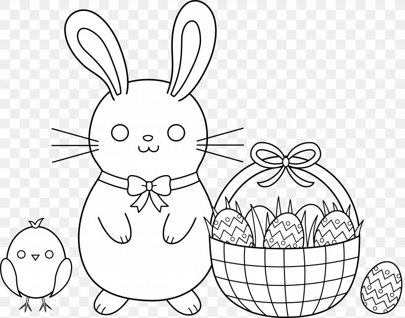 Easter Bunny Easter Basket Coloring Book Easter Egg, PNG, 8697x6829px, Easter Bunny, Basket, Black And White, Cartoon, Child Download Free