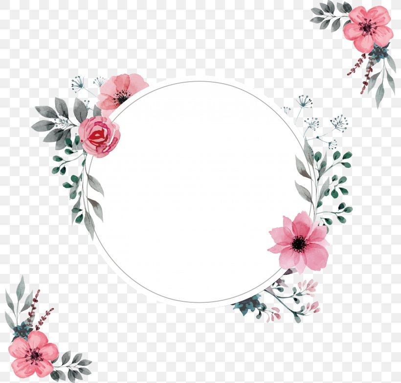 Watercolor Flowers Frame, PNG, 800x783px, Watercolor Painting, Floral Design, Flower, Painting, Picture Frame Download Free