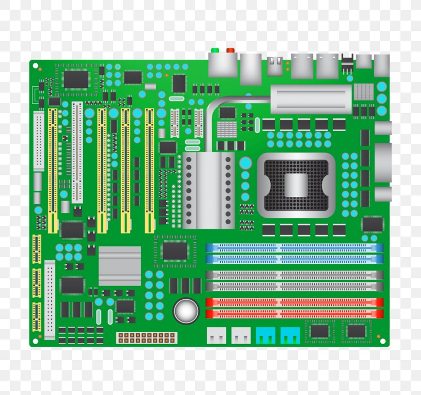 Motherboard Computer Hardware Clip Art, PNG, 768x768px, Motherboard, Circuit Component, Circuit Diagram, Computer, Computer Component Download Free