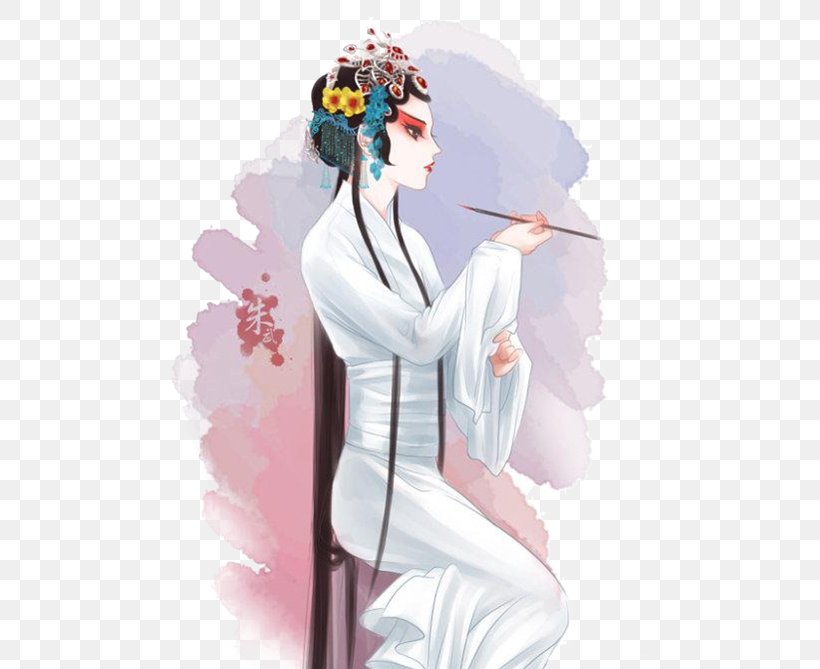 Peking Opera Chinese Opera Cartoon Illustration, PNG, 486x669px, Watercolor, Cartoon, Flower, Frame, Heart Download Free