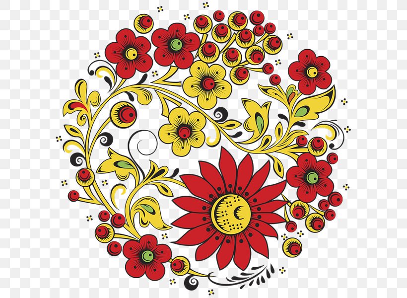 Floral Design Khokhloma Ornament Folk Art, PNG, 600x600px, Floral Design, Area, Art, Chrysanths, Cut Flowers Download Free