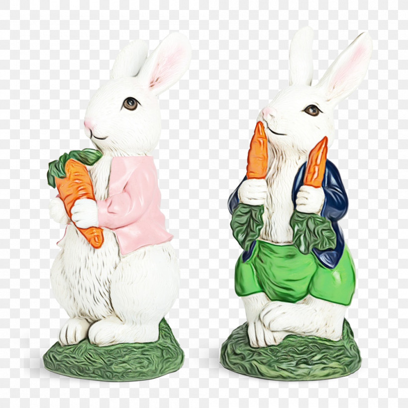 Easter Bunny, PNG, 1000x1000px, Watercolor, Animal Figurine, Biology, Easter Bunny, Figurine Download Free