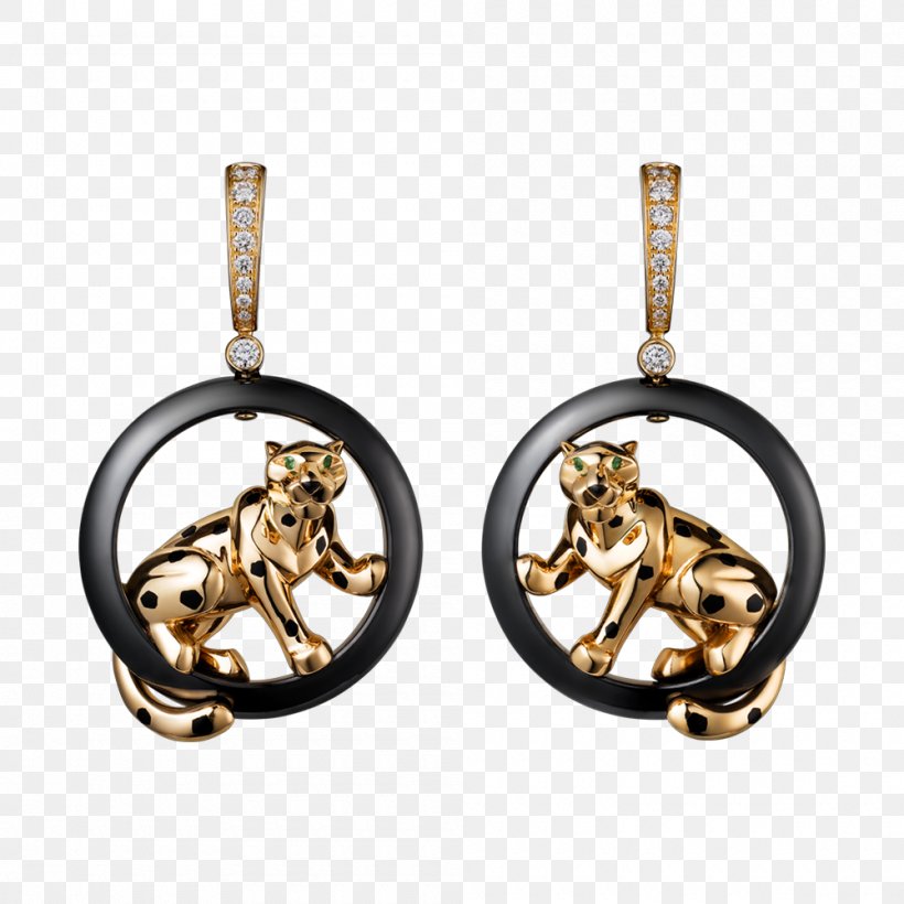 Earring Leopard Jewellery Cartier Gold, PNG, 1000x1000px, Earring, Black, Canidae, Carat, Cartier Download Free