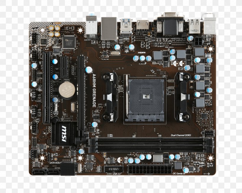 Socket FM2+ MSI A68HM Grenade Motherboard, PNG, 1024x819px, Socket Fm2, Atx, Computer Component, Computer Hardware, Cpu Download Free