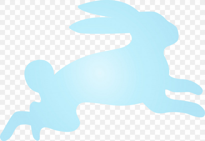 Turquoise Rabbit Silhouette Animal Figure Tail, PNG, 3000x2069px, Easter Bunny, Animal Figure, Easter Day, Paint, Rabbit Download Free