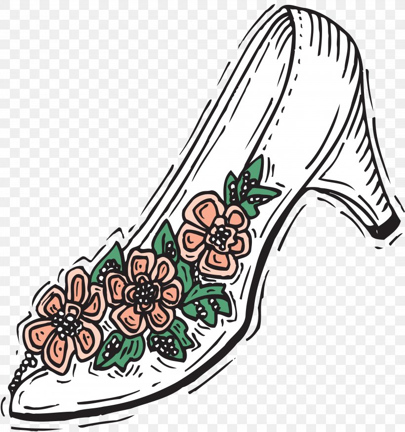 Slipper High-heeled Shoe Footwear Clip Art, PNG, 4259x4551px, Slipper, Art, Artwork, Dress, Flora Download Free