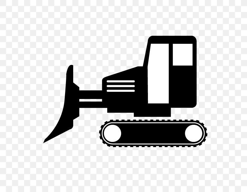 Bulldozer Clip Art Image, PNG, 640x640px, Bulldozer, Black, Black And White, Building, Drawing Download Free