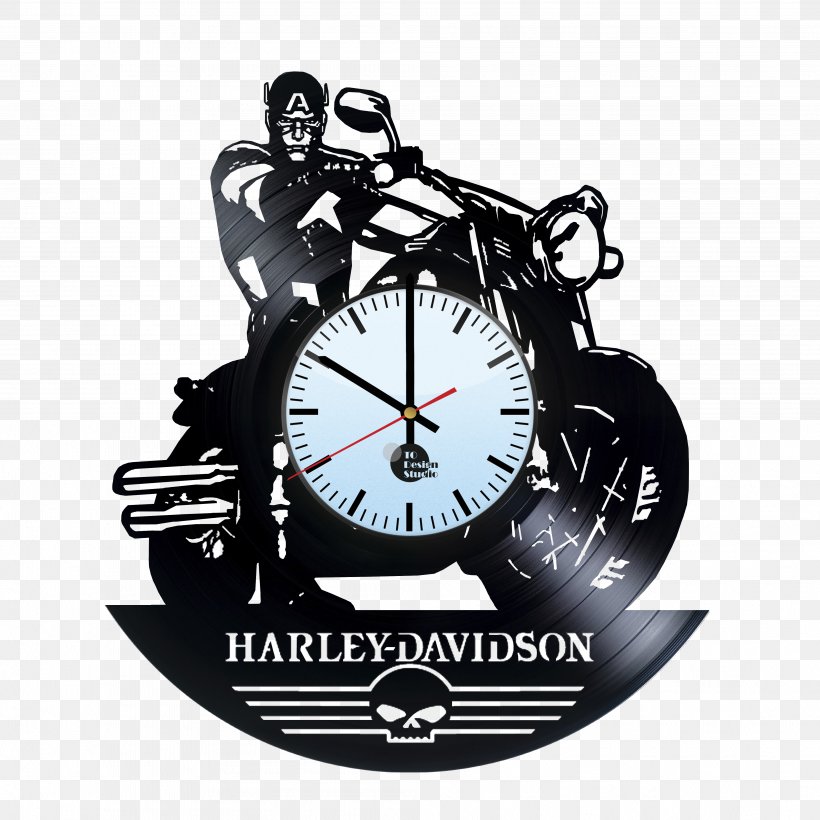 Clock Harley-Davidson Phonograph Record Motorcycle Wall, PNG, 4016x4016px, Clock, Antique, Brand, Bulova, Captain America Download Free