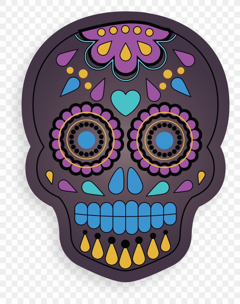 Skull Mexico, PNG, 2365x3000px, Skull, Mexico, Purple Download Free