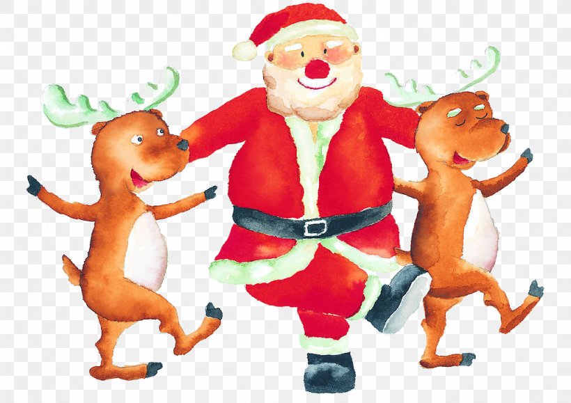 Santa Claus Reindeer Christmas Illustration, PNG, 1024x724px, Santa Claus, Art, Cartoon, Christmas, Christmas Ornament Download Free