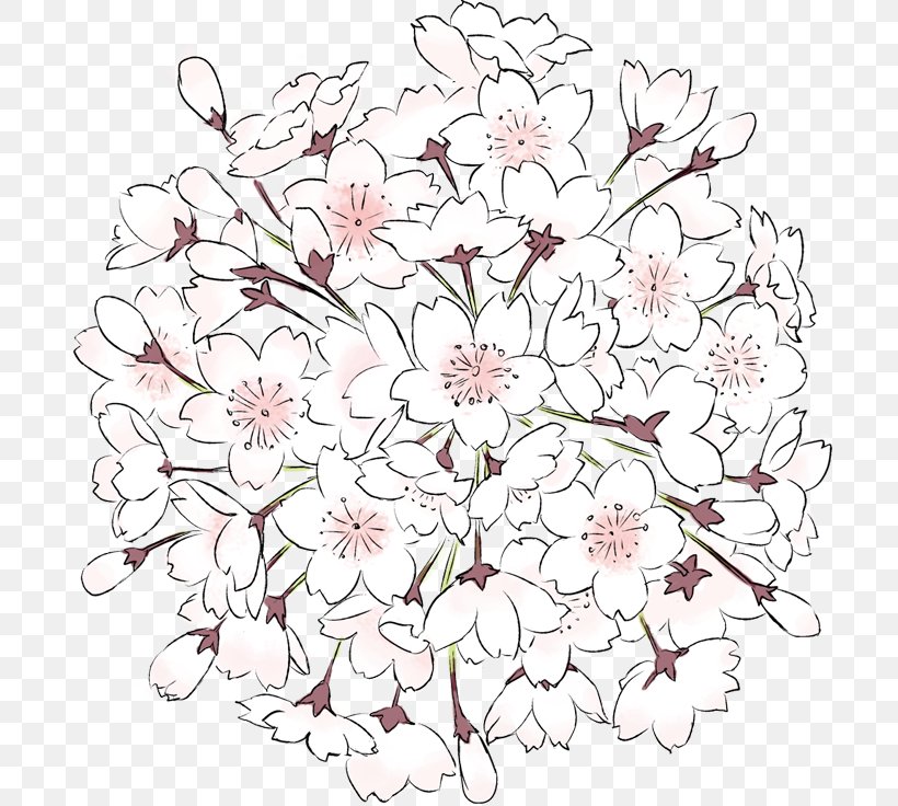 Floral Design Cherry Blossom, PNG, 700x736px, Watercolor, Cartoon, Flower, Frame, Heart Download Free