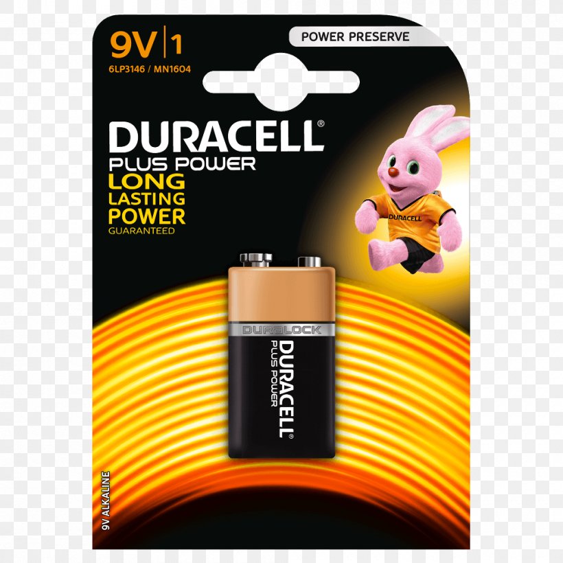 Nine-volt Battery Duracell Electric Battery Alkaline Battery Rechargeable Battery, PNG, 1000x1000px, Ninevolt Battery, Alkaline Battery, Duracell, Electric Battery, Electronic Device Download Free