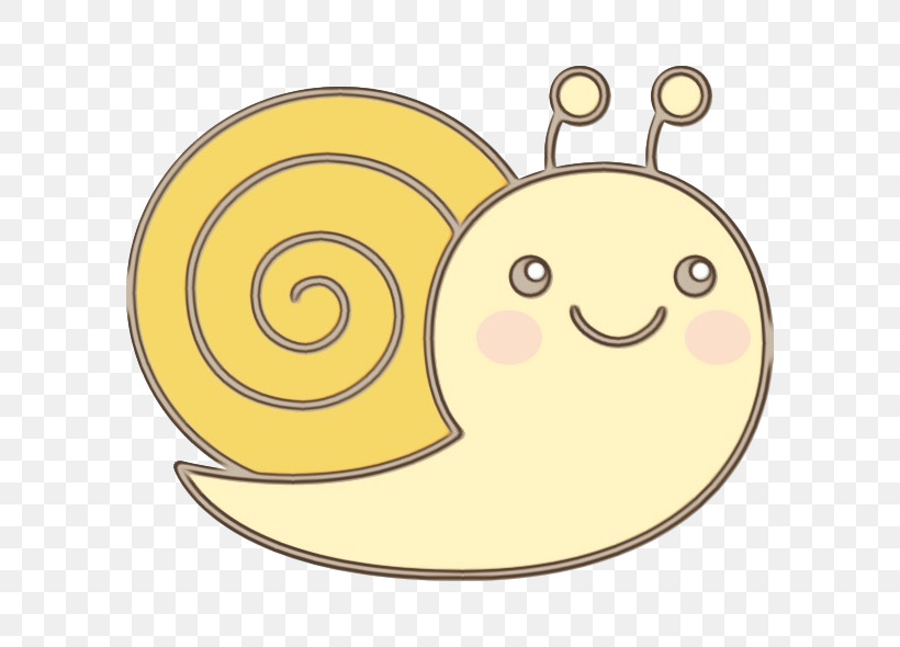 Cartoon Snail Yellow Snails And Slugs Sea Snail, PNG, 590x590px, Watercolor, Cartoon, Paint, Sea Snail, Smile Download Free