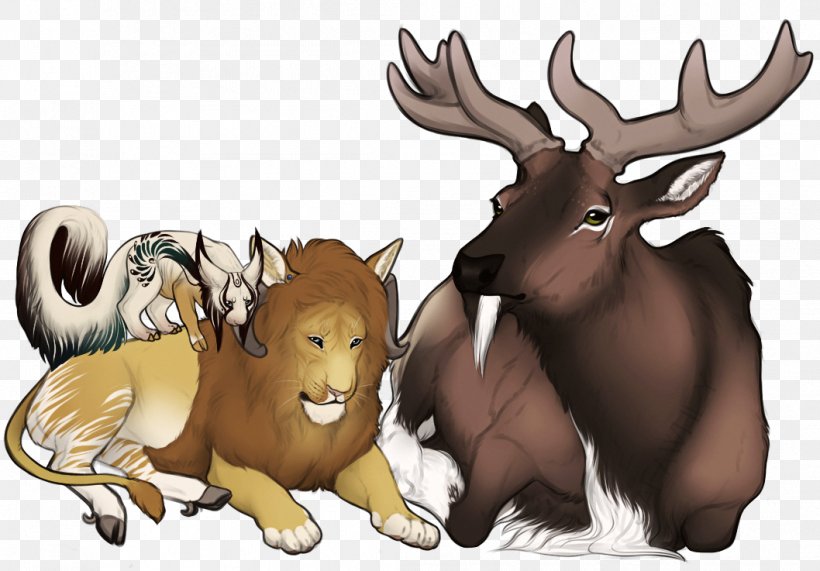 Reindeer Elk Cattle Antler Carnivora, PNG, 1058x737px, Reindeer, Antler, Carnivora, Carnivoran, Cartoon Download Free
