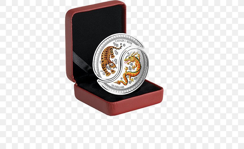 Coin Tiger Canada Silver Dragon, PNG, 500x500px, Coin, Box, Canada, Commemorative Coin, Crouching Tiger Hidden Dragon Download Free