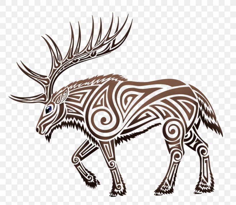 Elk Deer Moose Tattoo Clip Art, PNG, 1000x868px, Elk, Antler, Art, Black And White, Carnivoran Download Free