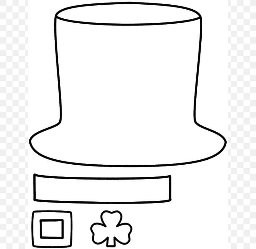 Paper Leprechaun Hat Saint Patricks Day Clip Art, PNG, 640x800px, Paper, Area, Black, Black And White, Craft Download Free