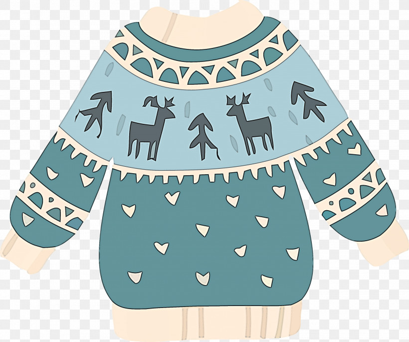 Reindeer, PNG, 2912x2434px, Christmas Sweater, Baby Toddler Clothing, Bib, Blue, Cartoon Sweater Download Free