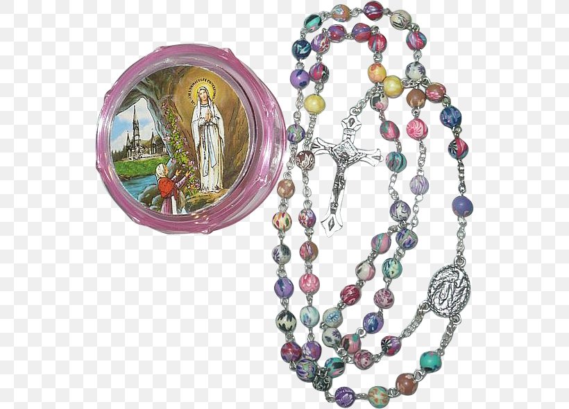 Our Lady Of Lourdes Rosary Chaplet Pilgrimage, PNG, 590x590px, Lourdes, Art, Bead, Body Jewelry, Catholic Download Free