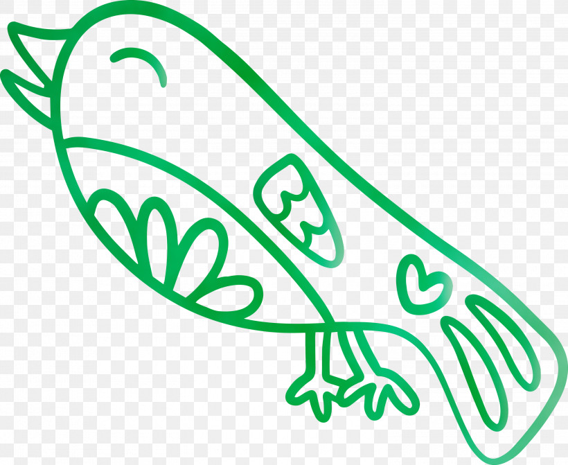 Green Leaf Line Art Font Plant, PNG, 3000x2455px, Cute Bird, Cartoon Bird, Green, Leaf, Line Art Download Free