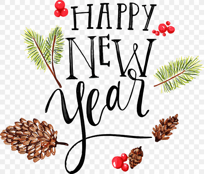 Happy New Year New Year, PNG, 3000x2560px, Happy New Year, Branch, Christmas, Christmas Eve, Colorado Spruce Download Free