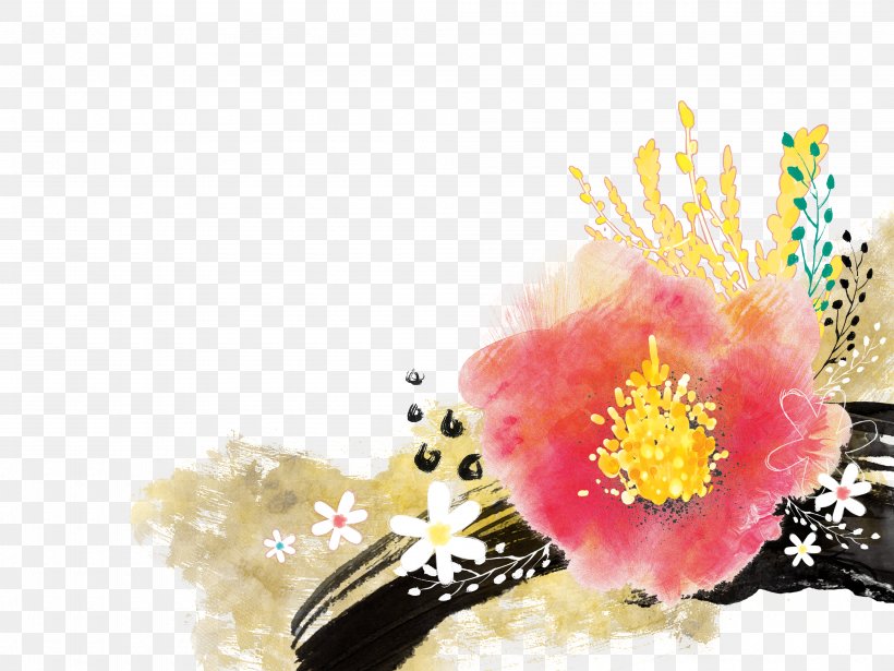 Watercolor Painting Ink Wash Painting Wallpaper, PNG, 4000x3000px, Watercolor Painting, Cartoon, Designer, Drawing, Floral Design Download Free