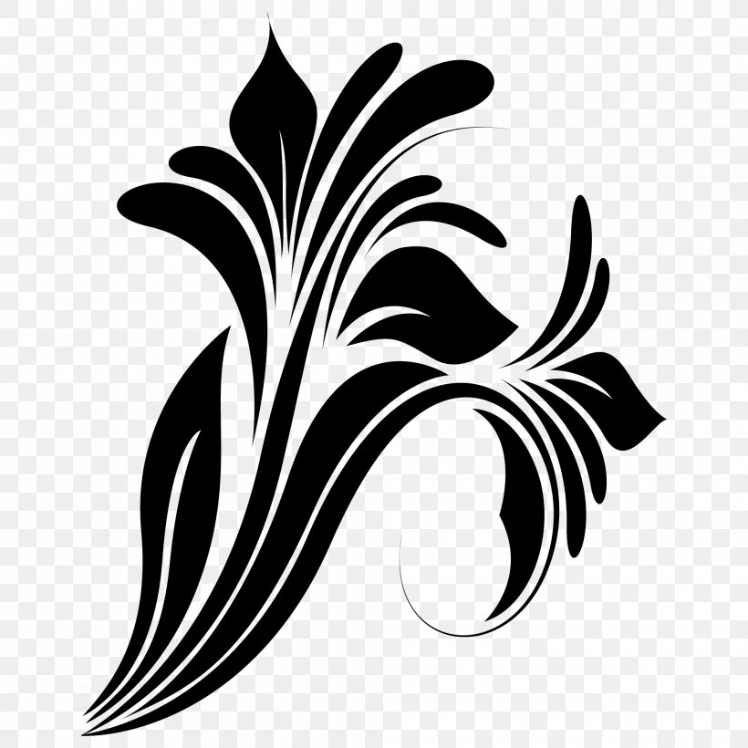 Floral Design Ornament Flower, PNG, 2000x2000px, Floral Design, Art, Beak, Black, Black And White Download Free