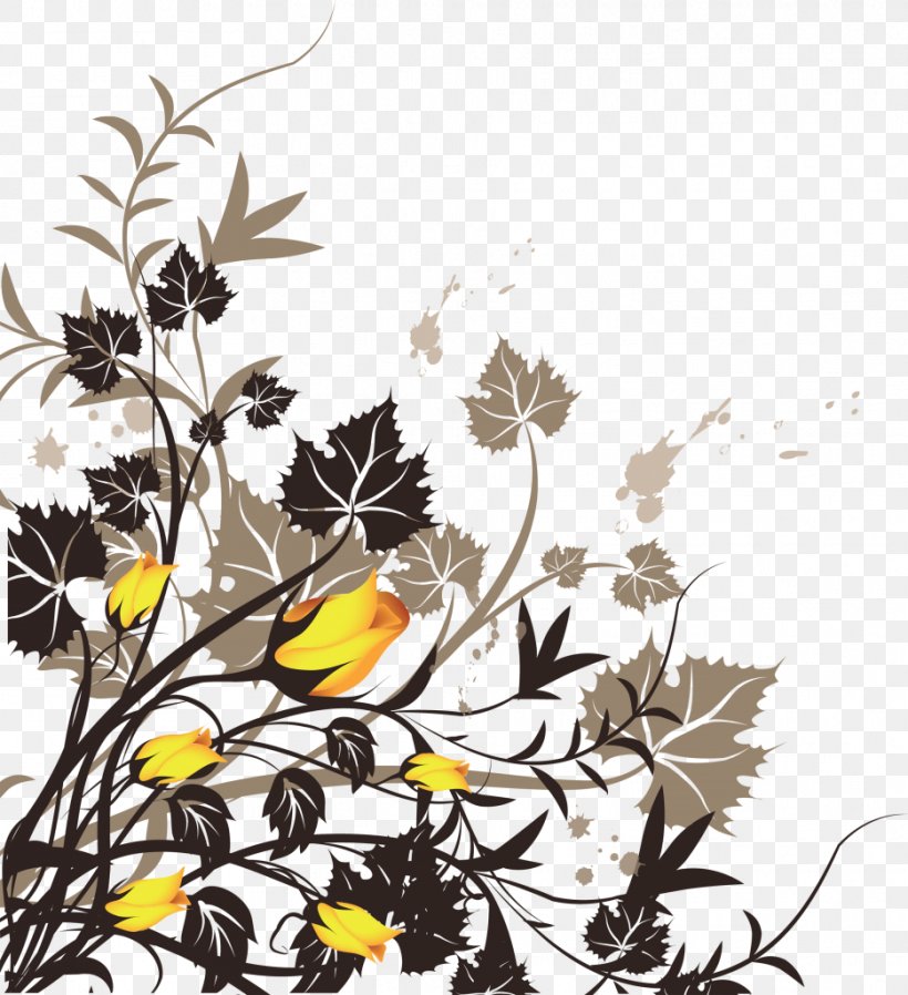 Flower Floral Design, PNG, 935x1024px, Flower, Art, Black And White, Branch, Flora Download Free