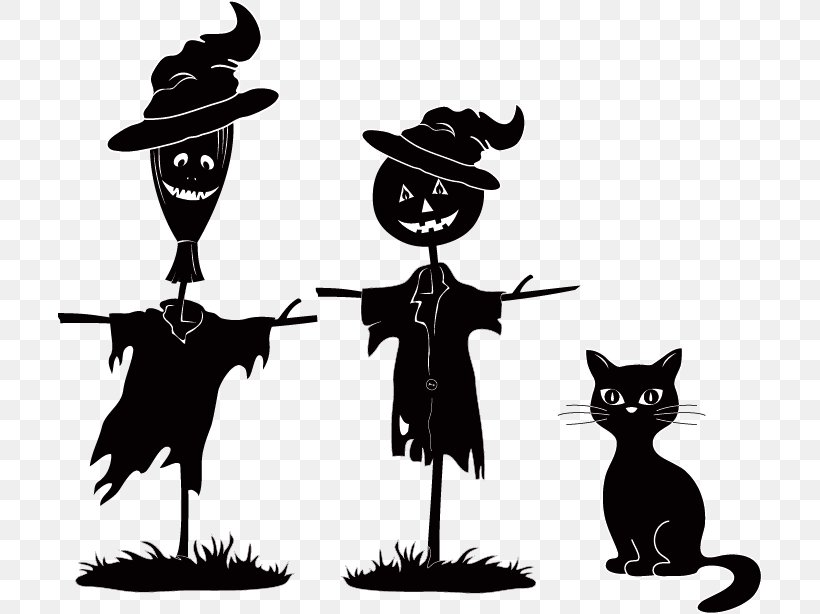 Halloween Royalty-free Silhouette Clip Art, PNG, 704x614px, Halloween, Black And White, Carnivoran, Cartoon, Cat Download Free