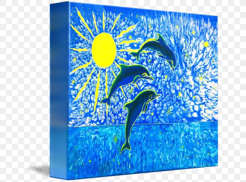 Dolphin Gallery Wrap Modern Art Picture Frames Canvas, PNG, 650x607px, Dolphin, Art, Blue, Canvas, Cobalt Blue Download Free