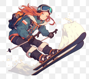 Animated Skiing - Girl Skiing Down The Slope PNG