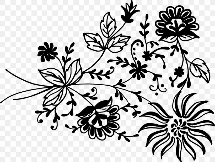 Flower Floral Design Ornament Clip Art, PNG, 1024x773px, Flower, Art, Black, Black And White, Branch Download Free