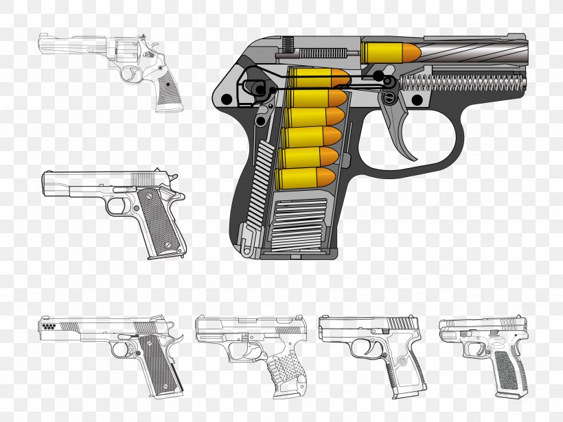 Cartridge Handgun Firearm, PNG, 3333x2500px, Cartridge, Air Gun, Ammunition, Animation, Black And White Download Free