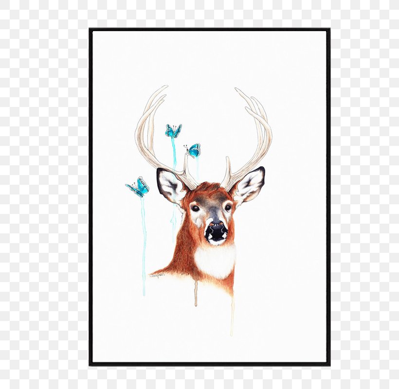 Reindeer Watercolour Flowers Watercolor Painting Illustration, PNG, 800x800px, Reindeer, Antler, Art, Deer, Horn Download Free