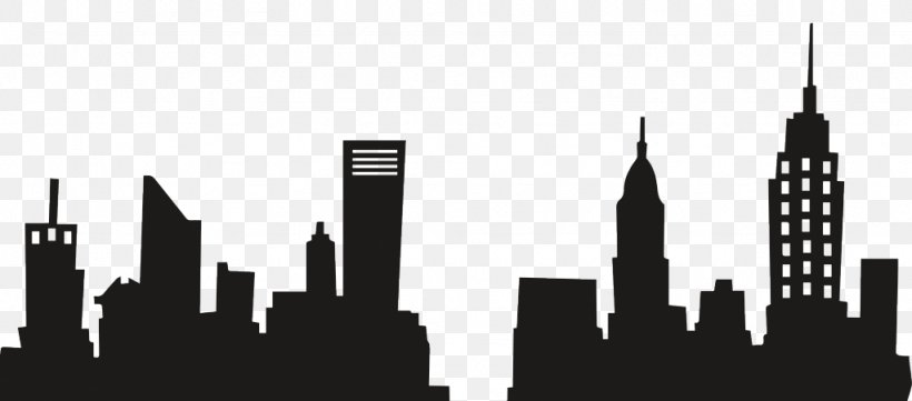 T-shirt New York City Skyline Decal Building, PNG, 1024x452px, Tshirt, Black And White, Brand, Building, City Download Free