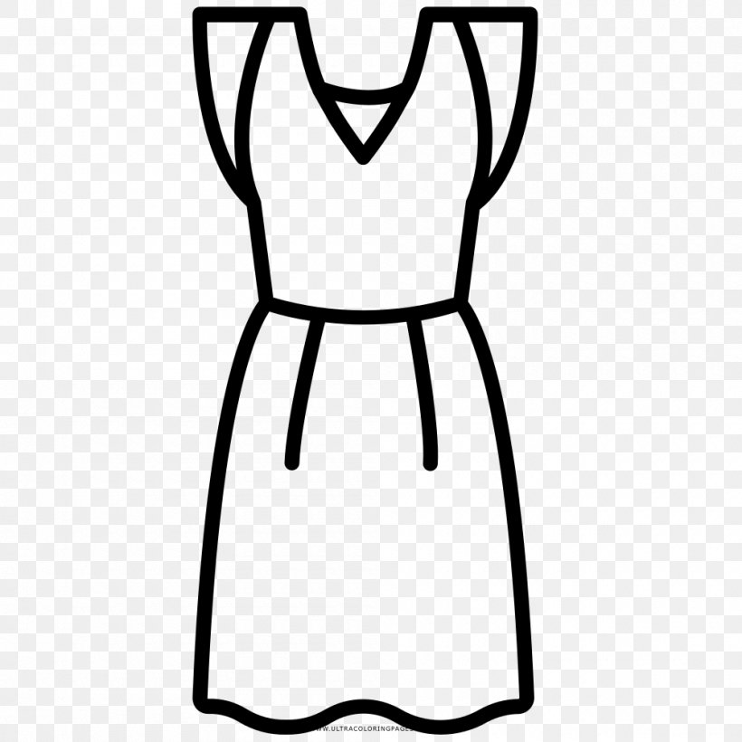 Dress Drawing Coloring Book Line Art, PNG, 1000x1000px, Dress, Abdomen, Black, Black And White, Clothing Download Free