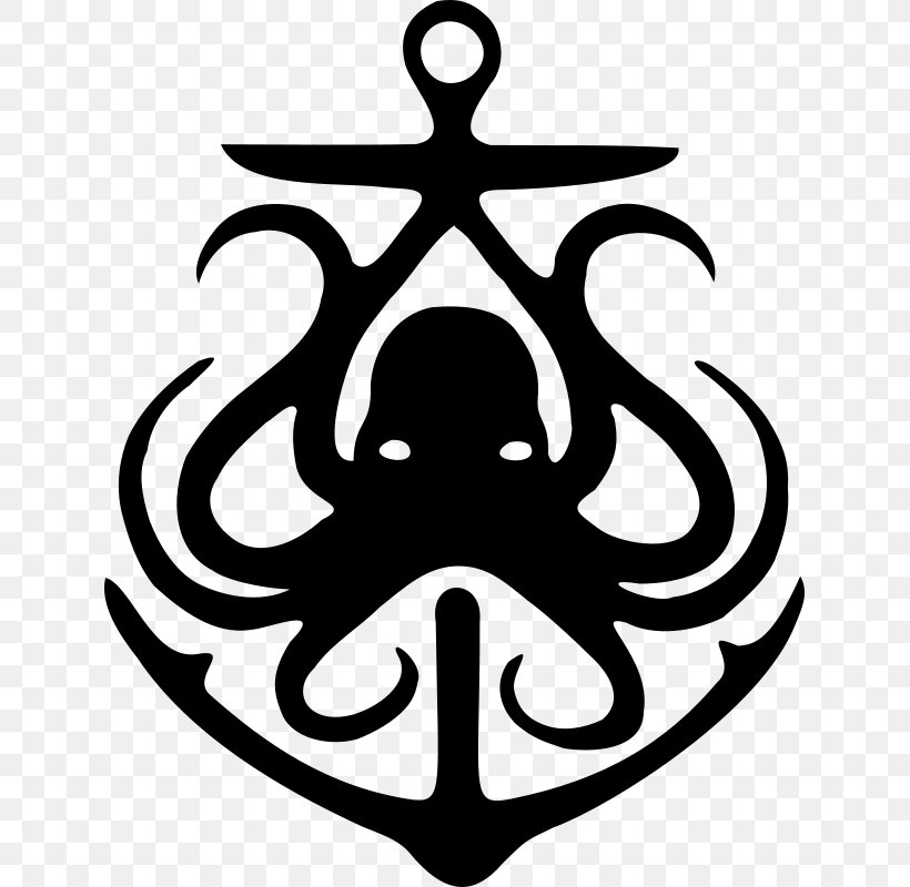 The Octopus Literary Salon Anchor Drawing Clip Art, PNG, 631x800px, Octopus, Anchor, Animal, Artwork, Black And White Download Free