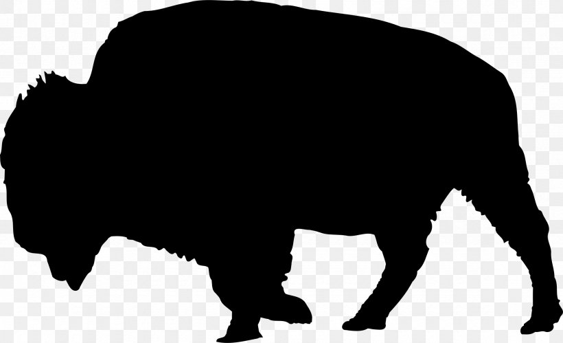 American Bison Silhouette Clip Art, PNG, 2360x1438px, American Bison, Bison, Black And White, Bull, Cattle Download Free